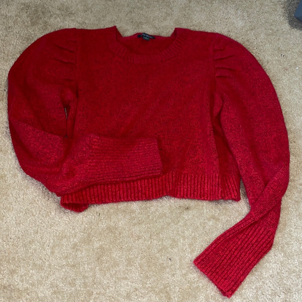 Red cropped sweater.